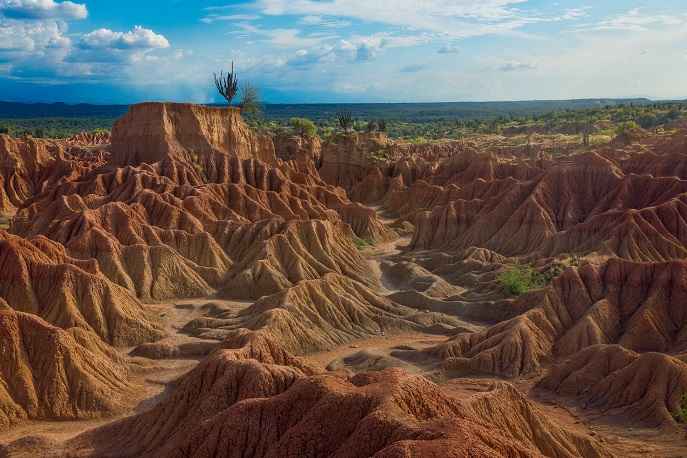 Otherworldly red rock formations in the Tatacoa Desert, Colombia.