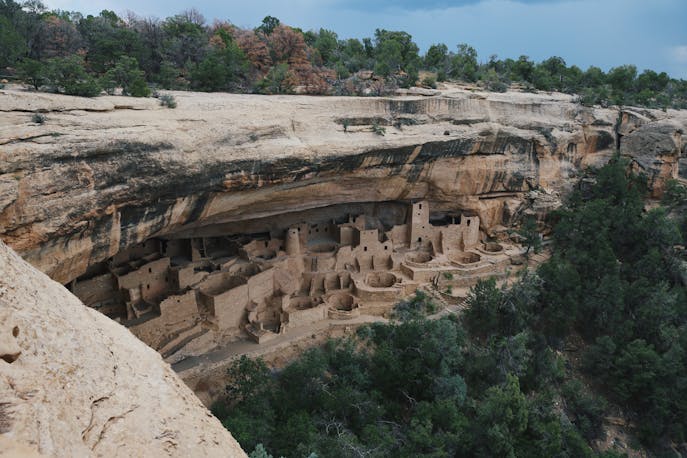 Ancient Ancestral Puebloan cliff dwellings in Mesa Verde, Colorado