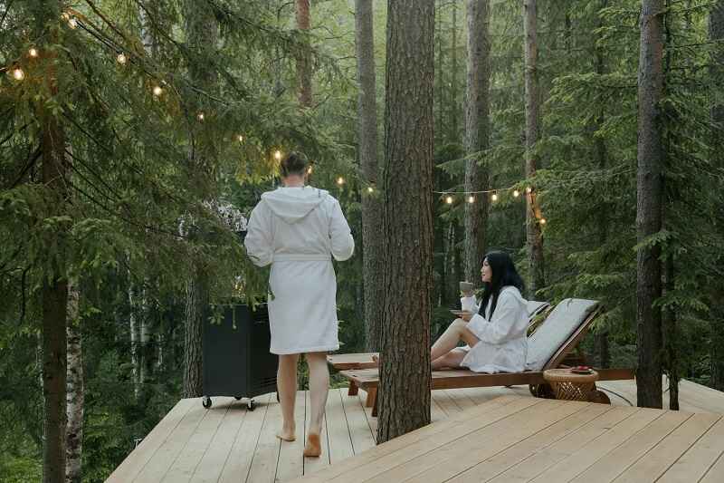 A couple amidst nature, enjoying forest bathing