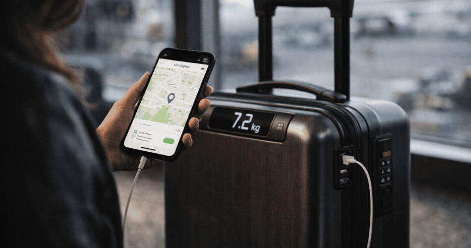 Best smart luggage 2026 with GPS suitcase tracking, USB charging port and built-in digital weight scale at airport