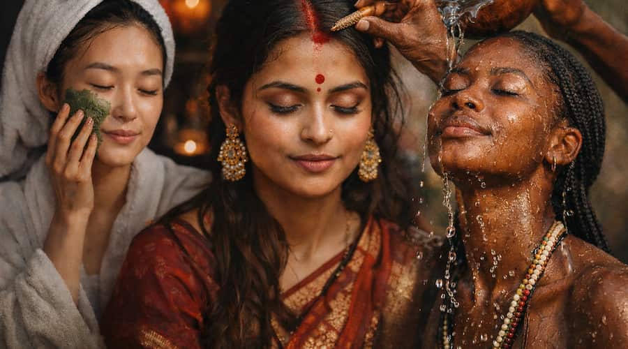 Global beauty rituals from different cultures for natural travel glow